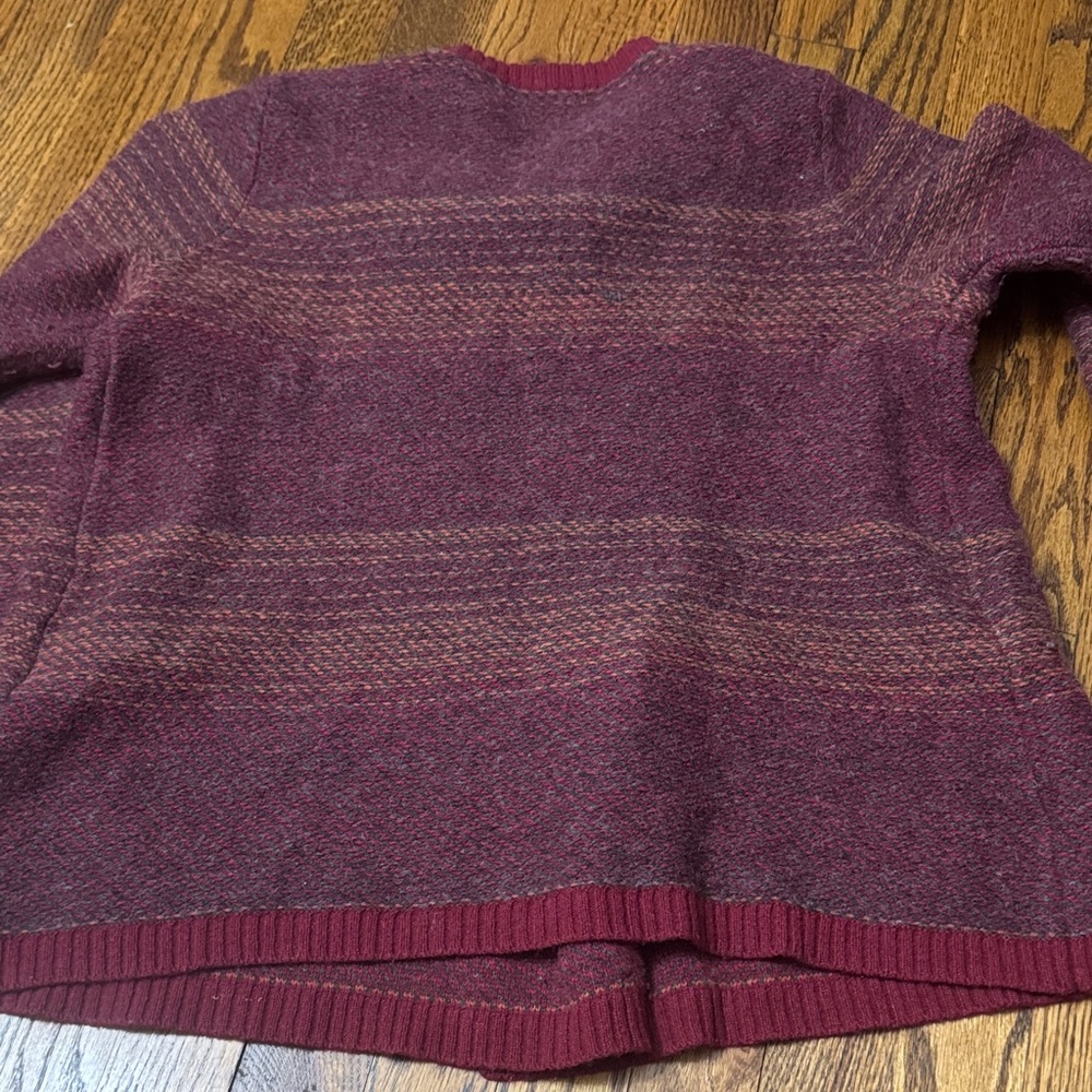Woolrich Lambswool Cardigan Petite Asymmetrical Button Rustic Cabin Sweater SZ S - Picture 5 of 5